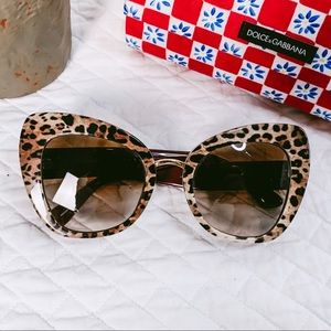 D&G Cat’s Eye Sunglasses Leopard & Bordeaux